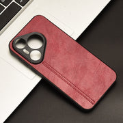 For Huawei Pura 70 Cow Pattern Sewing Card Bag Phone Case(Red)