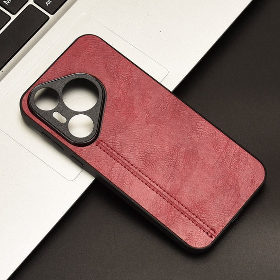 For Huawei Pura 70 Cow Pattern Sewing Card Bag Phone Case(Red)