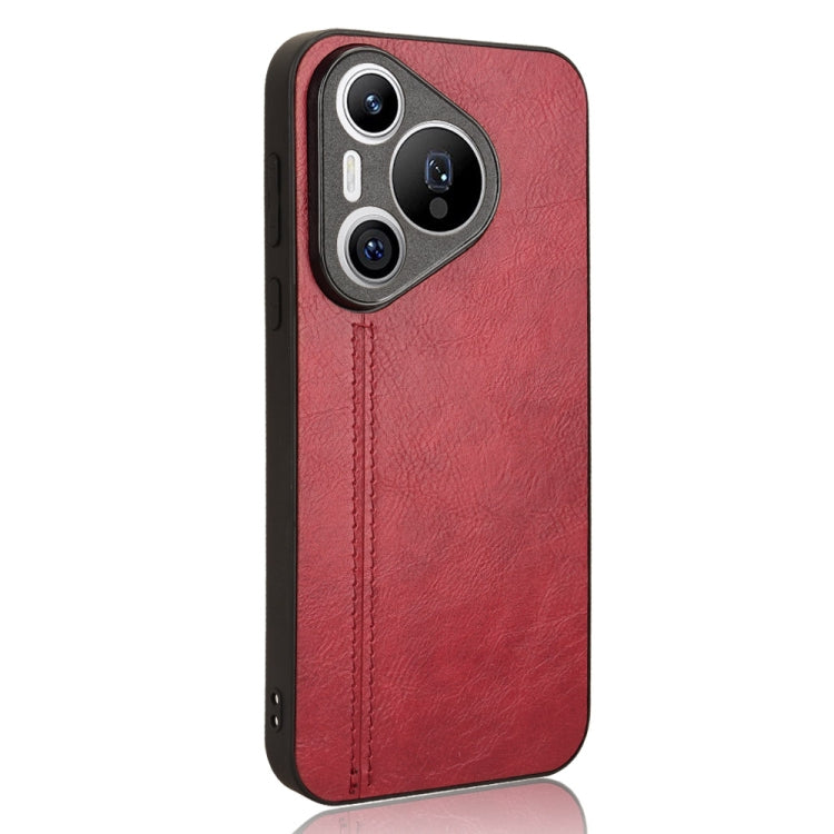 For Huawei Pura 70 Cow Pattern Sewing Card Bag Phone Case(Red)