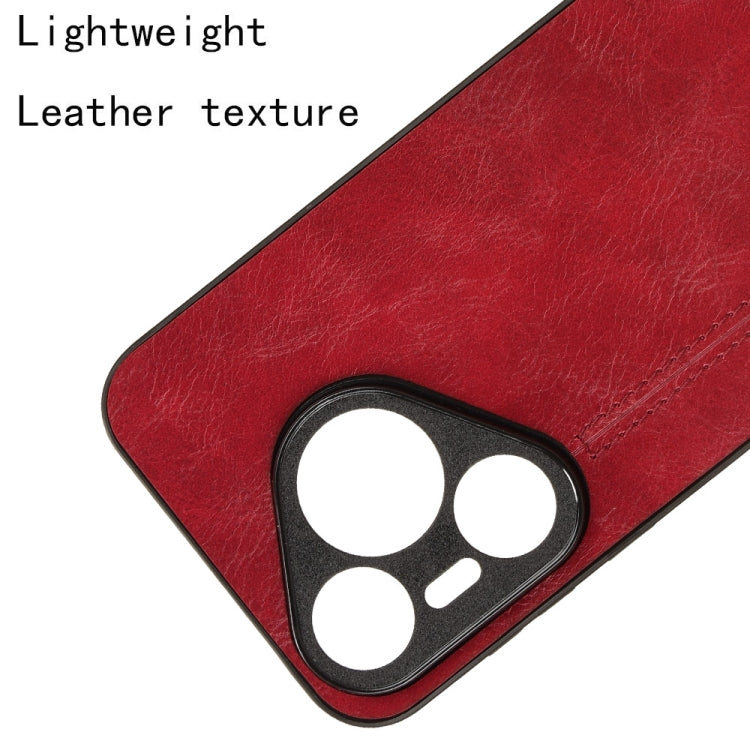 For Huawei Pura 70 Cow Pattern Sewing Card Bag Phone Case(Red)