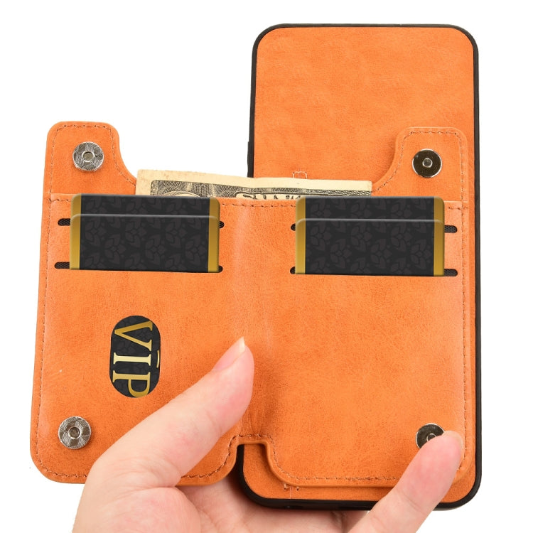 For Huawei Pura 70 Cow Pattern Sewing Card Bag Phone Case(Orange)