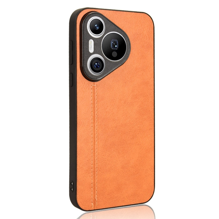 For Huawei Pura 70 Cow Pattern Sewing Card Bag Phone Case(Orange)