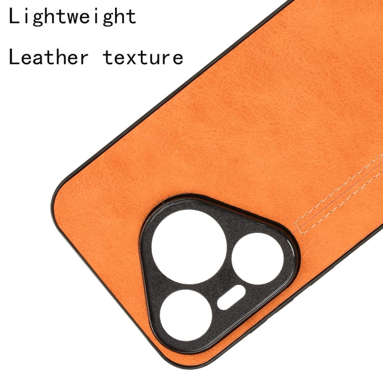 For Huawei Pura 70 Cow Pattern Sewing Card Bag Phone Case(Orange)