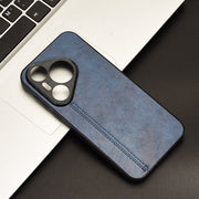 For Huawei Pura 70 Cow Pattern Sewing Card Bag Phone Case(Blue)