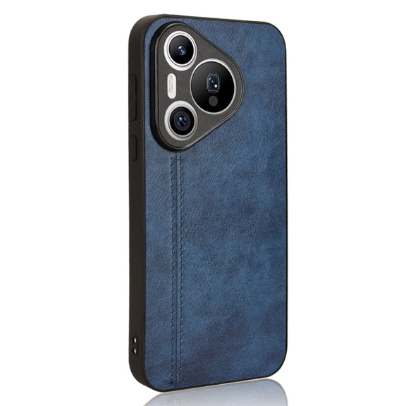 For Huawei Pura 70 Cow Pattern Sewing Card Bag Phone Case(Blue)