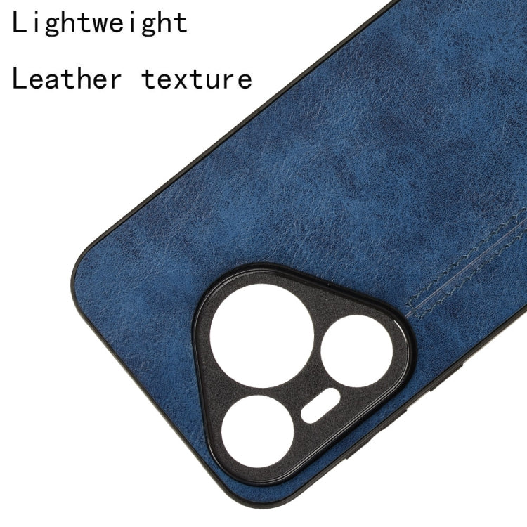 For Huawei Pura 70 Cow Pattern Sewing Card Bag Phone Case(Blue)