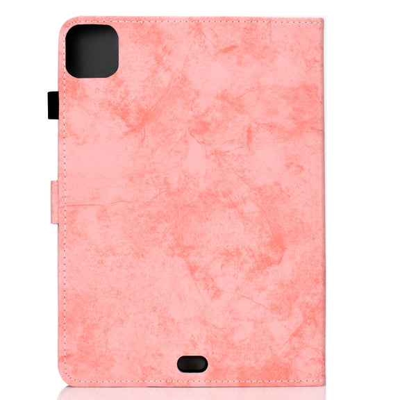 For iPad Pro 11 2024 Marble Style Cloth Texture Smart Leather Tablet Case(Pink)