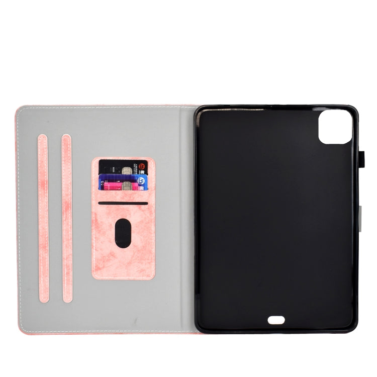 For iPad Pro 11 2024 Marble Style Cloth Texture Smart Leather Tablet Case(Pink)