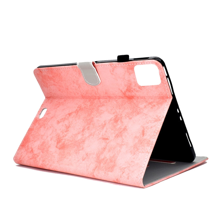 For iPad Pro 11 2024 Marble Style Cloth Texture Smart Leather Tablet Case(Pink)