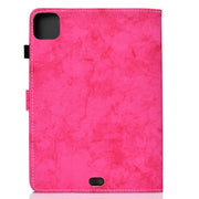 For iPad Pro 11 2024 Marble Style Cloth Texture Smart Leather Tablet Case(Rose Red)