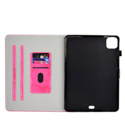 For iPad Pro 11 2024 Marble Style Cloth Texture Smart Leather Tablet Case(Rose Red)