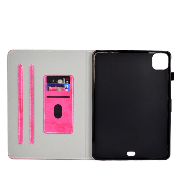 For iPad Pro 11 2024 Marble Style Cloth Texture Smart Leather Tablet Case(Rose Red)