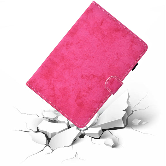 For iPad Pro 11 2024 Marble Style Cloth Texture Smart Leather Tablet Case(Rose Red)