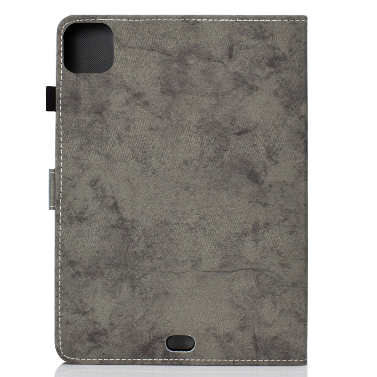 For iPad Pro 11 2024 Marble Style Cloth Texture Smart Leather Tablet Case(Grey)