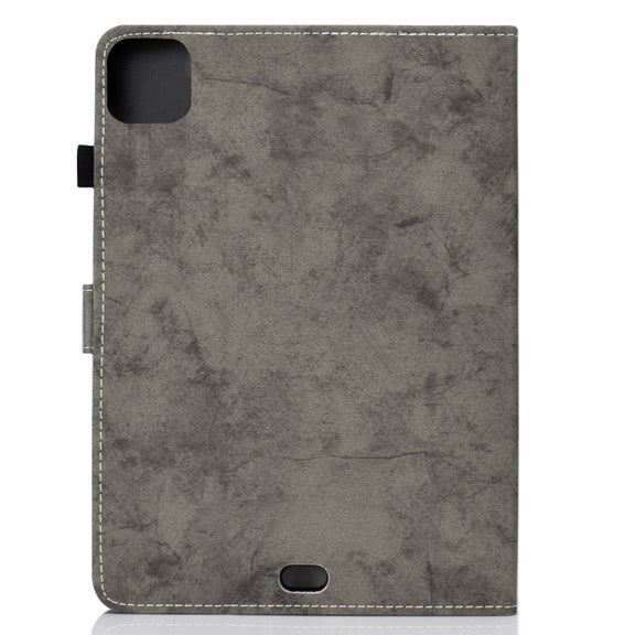 For iPad Pro 11 2024 Marble Style Cloth Texture Smart Leather Tablet Case(Grey)