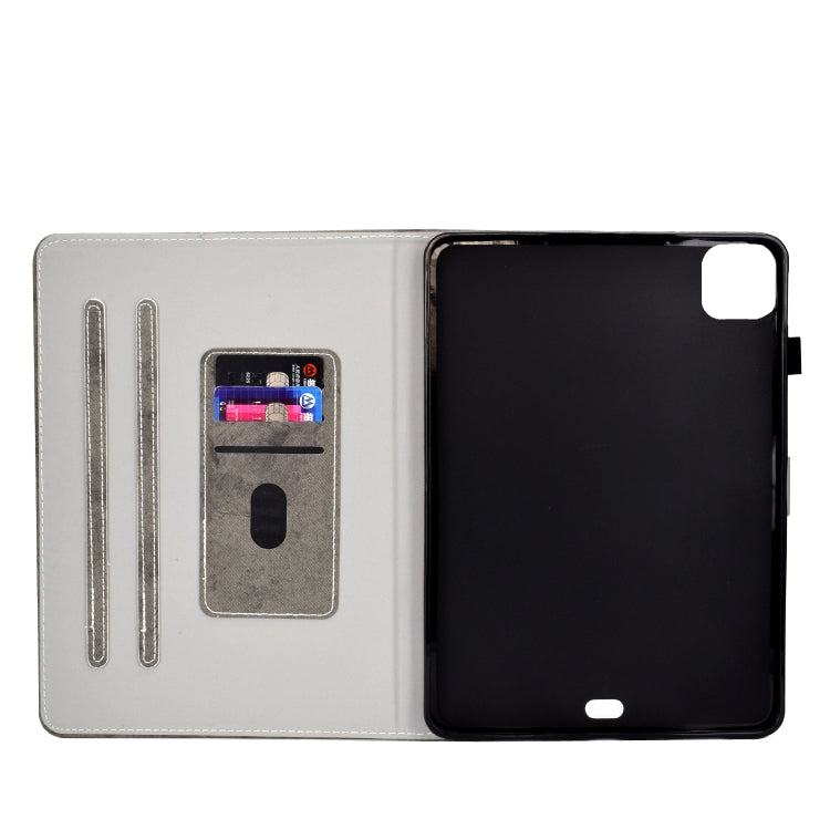 For iPad Pro 11 2024 Marble Style Cloth Texture Smart Leather Tablet Case(Grey)