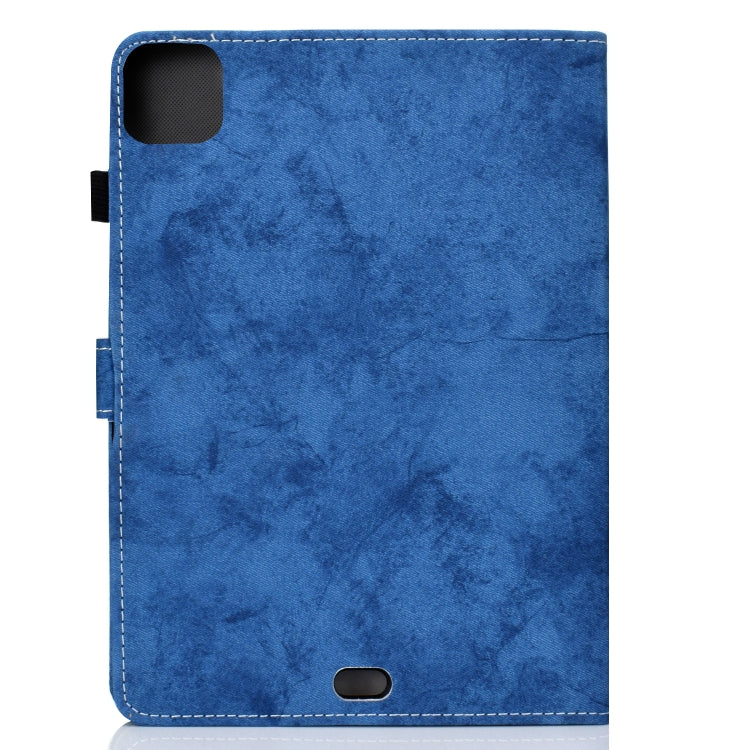 For iPad Pro 11 2024 Marble Style Cloth Texture Smart Leather Tablet Case(Blue)