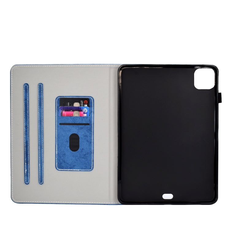 For iPad Pro 11 2024 Marble Style Cloth Texture Smart Leather Tablet Case(Blue)