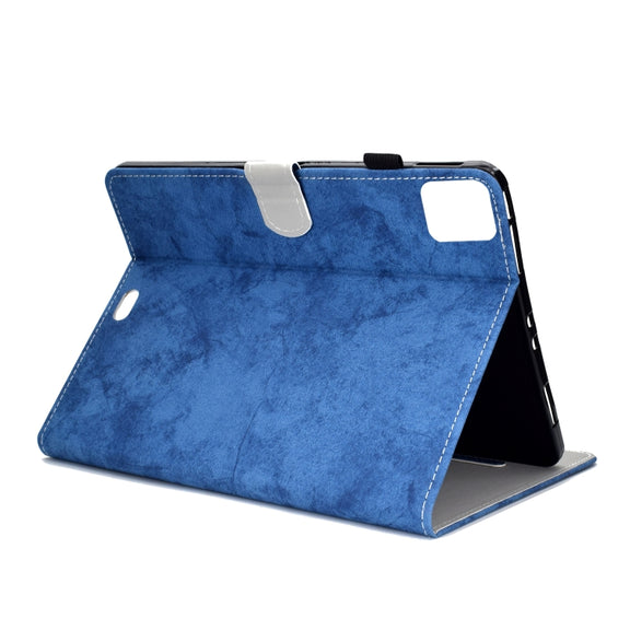For iPad Pro 11 2024 Marble Style Cloth Texture Smart Leather Tablet Case(Blue)