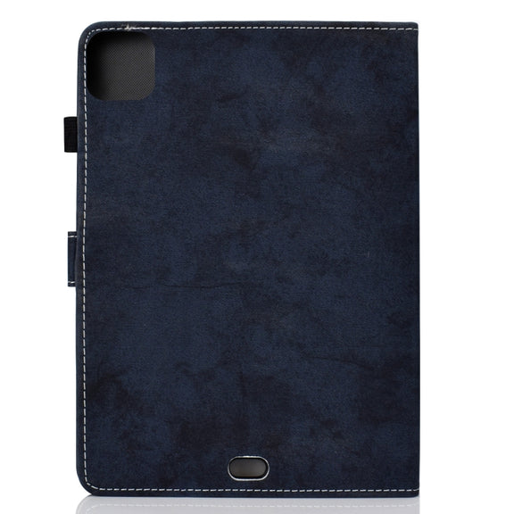 For iPad Pro 11 2024 Marble Style Cloth Texture Smart Leather Tablet Case(Dark Blue)