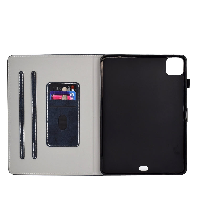 For iPad Pro 11 2024 Marble Style Cloth Texture Smart Leather Tablet Case(Dark Blue)