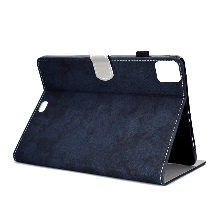 For iPad Pro 11 2024 Marble Style Cloth Texture Smart Leather Tablet Case(Dark Blue)