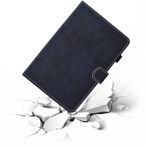 For iPad Pro 11 2024 Marble Style Cloth Texture Smart Leather Tablet Case(Dark Blue)