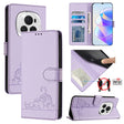 For Honor Magic6 Pro 5G Global Cat Rat Embossed Pattern RFID Leather Phone Case with Lanyard(Purple) - Honor Cases by PMC Jewellery | Online Shopping South Africa | PMC Jewellery | Buy Now Pay Later Mobicred