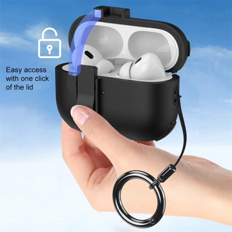For AirPods Pro 2 Mechanical Switch Lock Bluetooth Earphone Protective Case(White)