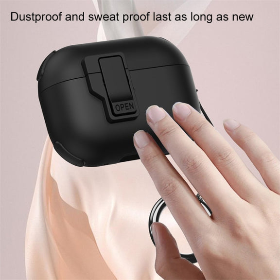 For AirPods Pro 2 Mechanical Switch Lock Bluetooth Earphone Protective Case(White)
