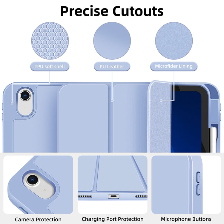 For iPad Air 11 2024 3-fold TPU Smart Leather Tablet Case with Pen Slot(Ice Blue)