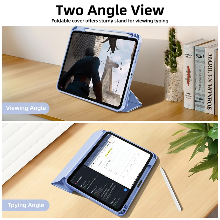 For iPad Air 11 2024 3-fold TPU Smart Leather Tablet Case with Pen Slot(Ice Blue)