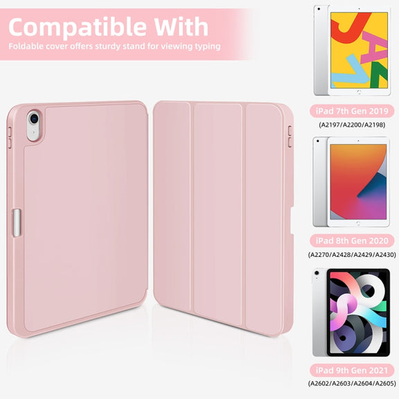 For iPad Air 11 2025 / 2024 3-fold TPU Smart Leather Tablet Case with Pen Slot(Pink)