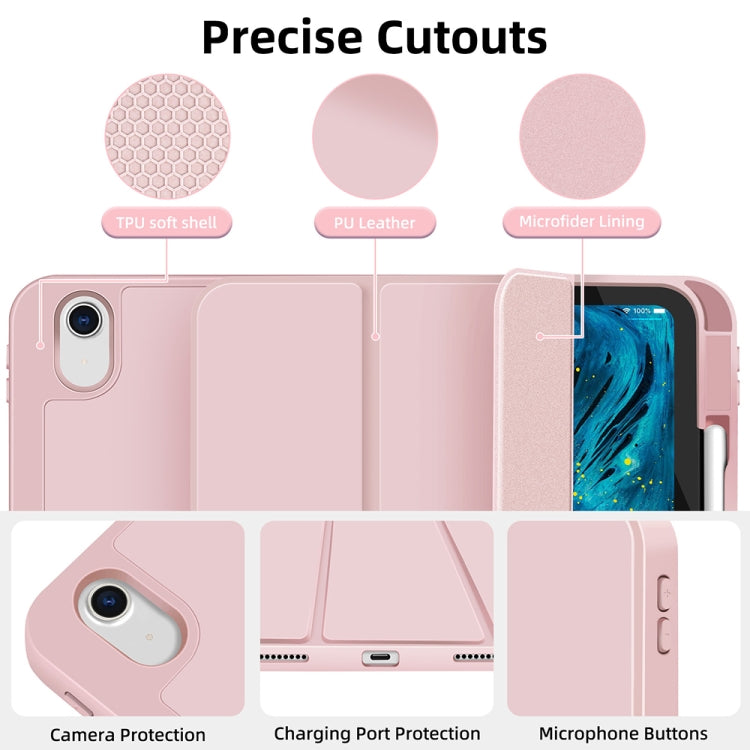 For iPad Air 11 2025 / 2024 3-fold TPU Smart Leather Tablet Case with Pen Slot(Pink)