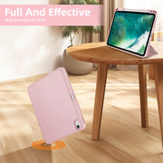 For iPad Air 11 2025 / 2024 3-fold TPU Smart Leather Tablet Case with Pen Slot(Pink)