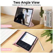 For iPad Air 11 2025 / 2024 3-fold TPU Smart Leather Tablet Case with Pen Slot(Pink)