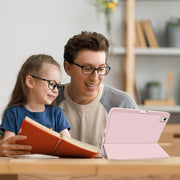 For iPad Air 11 2025 / 2024 3-fold TPU Smart Leather Tablet Case with Pen Slot(Pink)
