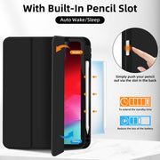 For iPad Air 11 2025 / 2024 3-fold TPU Smart Leather Tablet Case with Pen Slot(Black)
