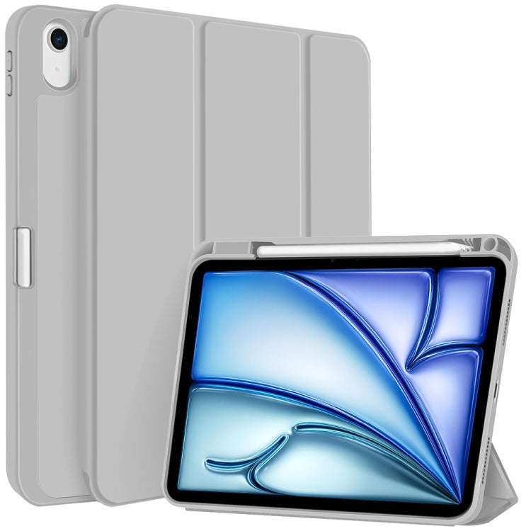 For iPad Air 11 2025 / 2024 3-fold TPU Smart Leather Tablet Case with Pen Slot(Grey)