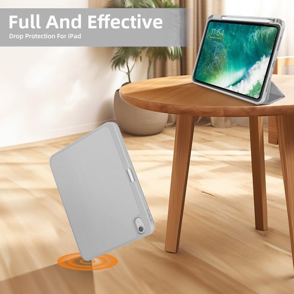 For iPad Air 11 2025 / 2024 3-fold TPU Smart Leather Tablet Case with Pen Slot(Grey)