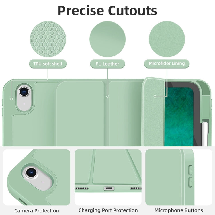 For iPad Air 11 2024 3-fold TPU Smart Leather Tablet Case with Pen Slot(Green)
