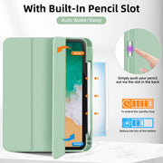 For iPad Air 11 2024 3-fold TPU Smart Leather Tablet Case with Pen Slot(Green)