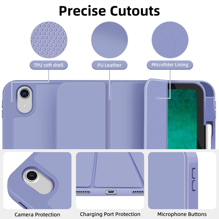 For iPad Air 11 2025 / 2024 3-fold TPU Smart Leather Tablet Case with Pen Slot(Lavender Purple)
