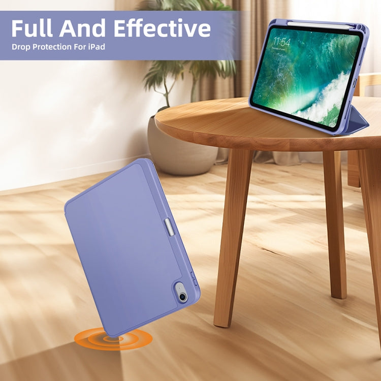 For iPad Air 11 2025 / 2024 3-fold TPU Smart Leather Tablet Case with Pen Slot(Lavender Purple)