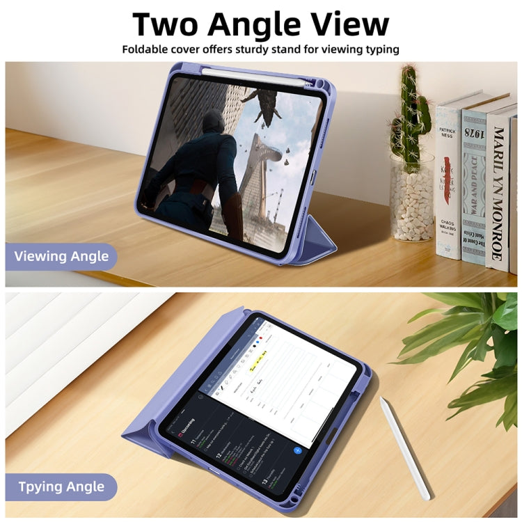 For iPad Air 11 2025 / 2024 3-fold TPU Smart Leather Tablet Case with Pen Slot(Lavender Purple)