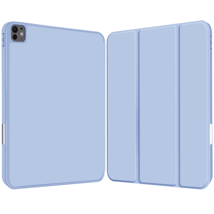 For iPad Pro 11 2024 3-fold TPU Smart Leather Tablet Case with Pen Slot(Ice Blue)