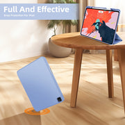 For iPad Pro 11 2024 3-fold TPU Smart Leather Tablet Case with Pen Slot(Ice Blue)