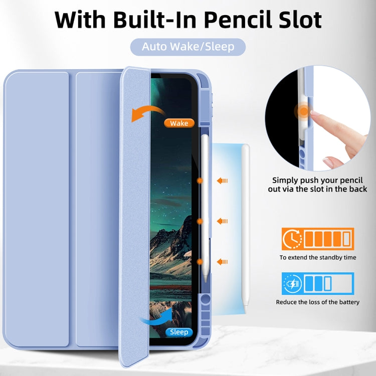 For iPad Pro 11 2024 3-fold TPU Smart Leather Tablet Case with Pen Slot(Ice Blue)