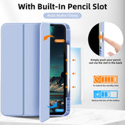 For iPad Pro 11 2024 3-fold TPU Smart Leather Tablet Case with Pen Slot(Ice Blue)