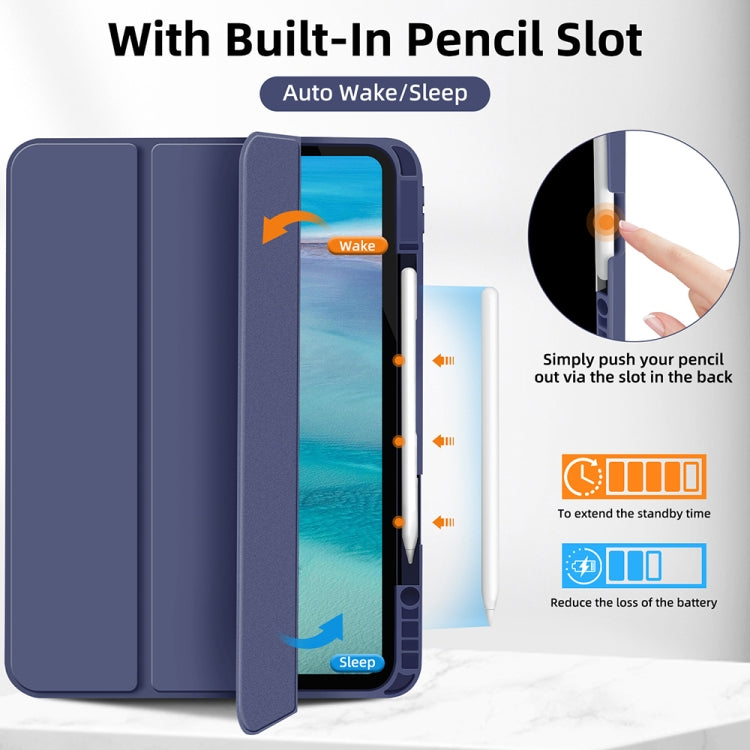 For iPad Pro 11 2024 3-fold TPU Smart Leather Tablet Case with Pen Slot(Royal Blue)